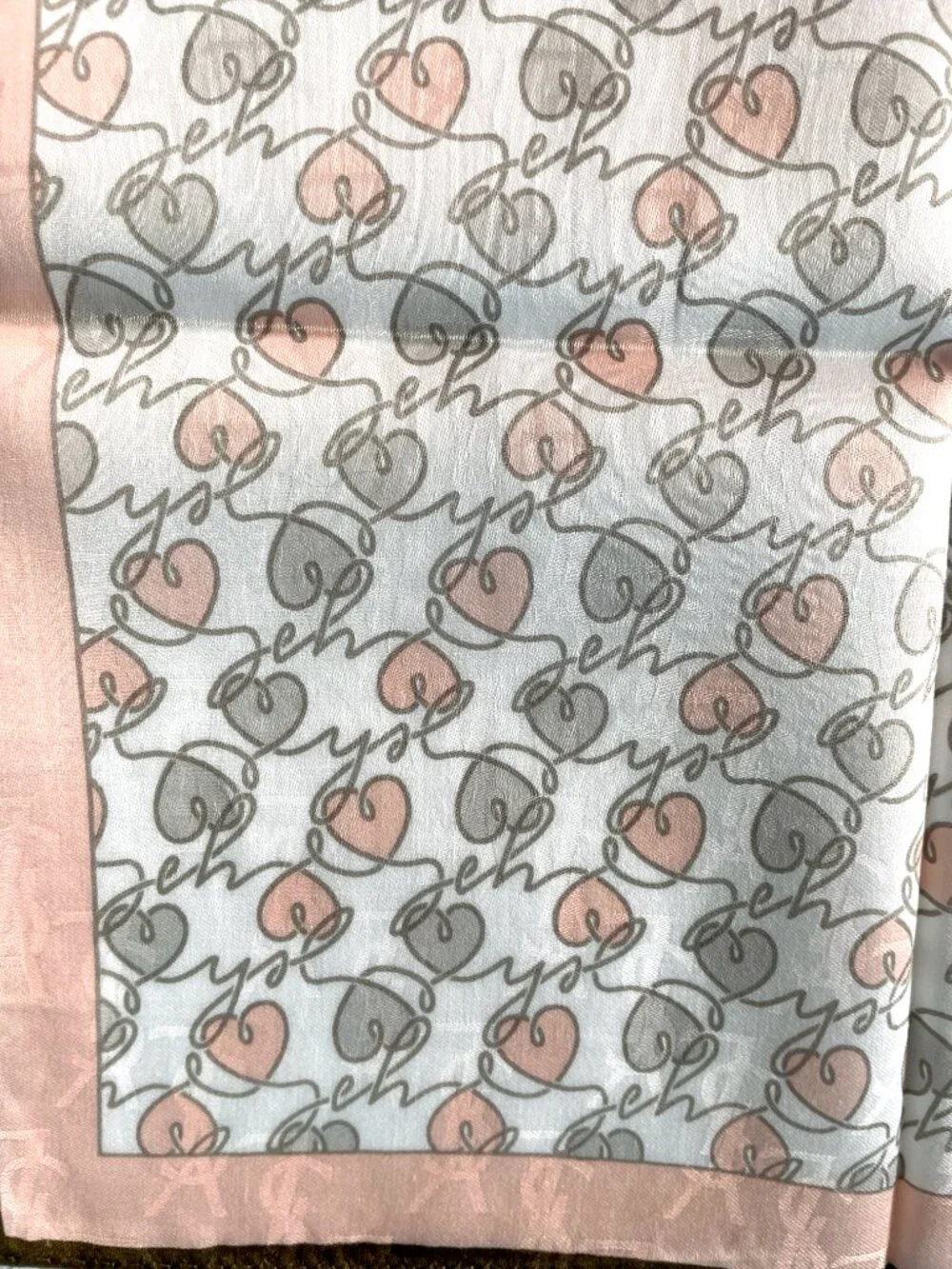 Vintage NWT Yves Saint Laurent Hearts Logo Cotton Scarf